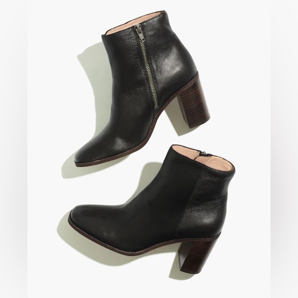 Madewell The Greer Boot leather ankle boots side zip black 9.5